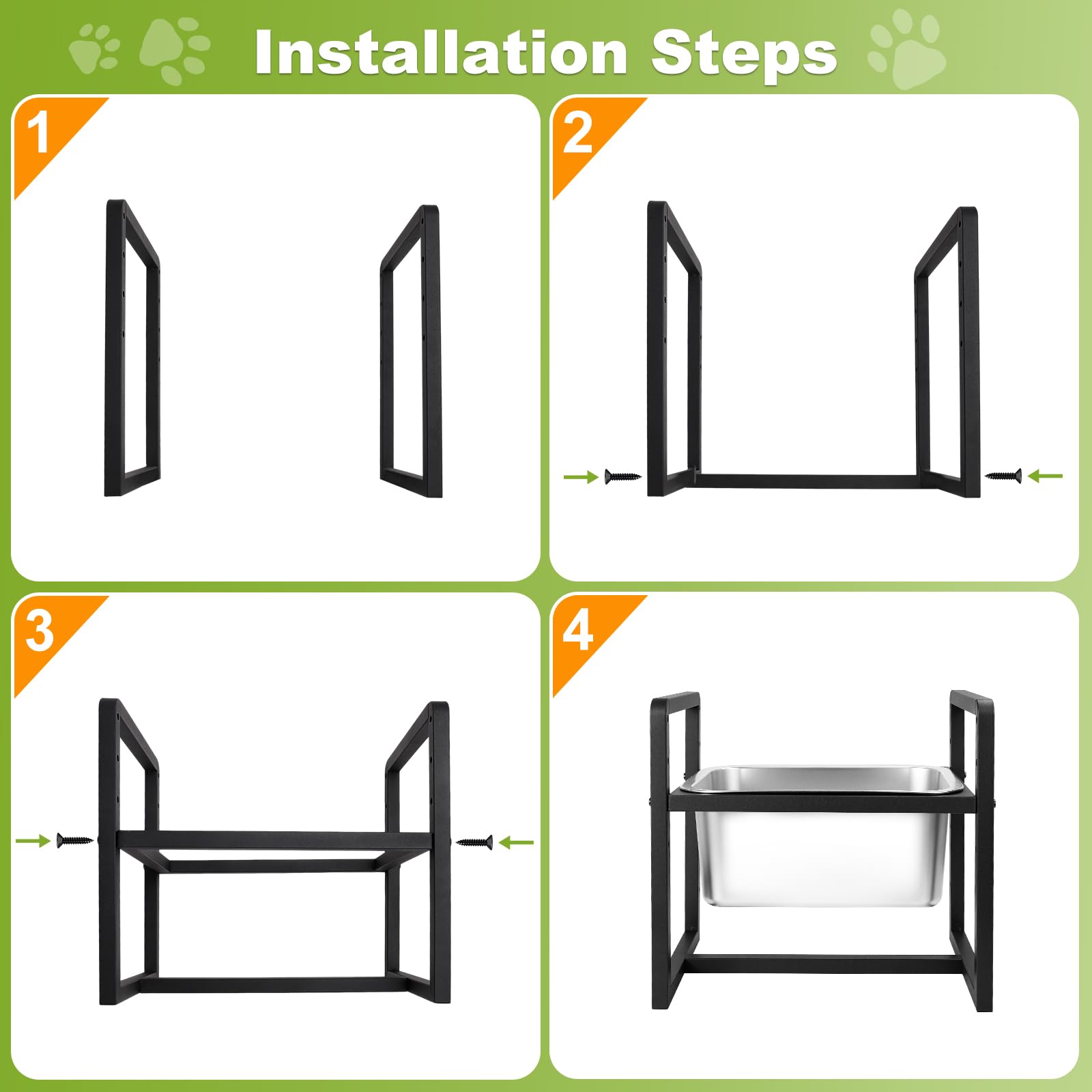 Adjustable Height Elevated Large Dog Water Bowl with sturdy industrial-grade steel frame.