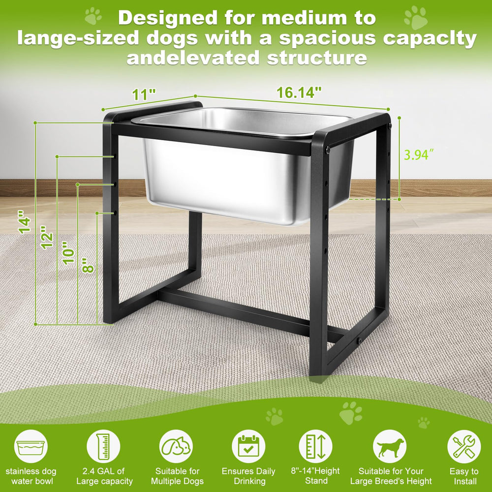 Four height settings (8, 10, 12, 14 inches) adapt to growing pets.
