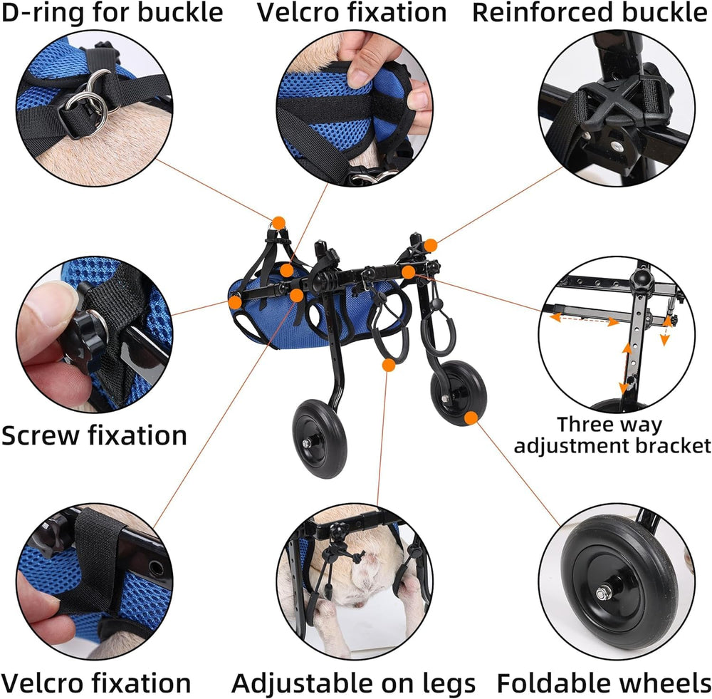 Adjustable Small Dog Wheelchair weighs about 1.5 pounds for easy handling.