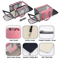 Adkyop soft-sided carrier with four-sided mesh and roller blinds for anxious pets.