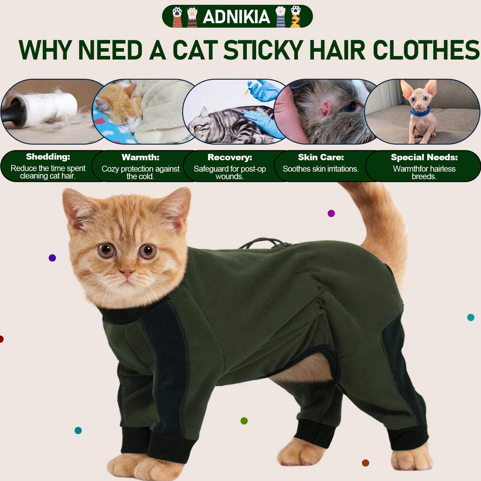 ADNIKIA cat pajamas all-season-comfort: breathable cotton keeps skin comfortable year-round