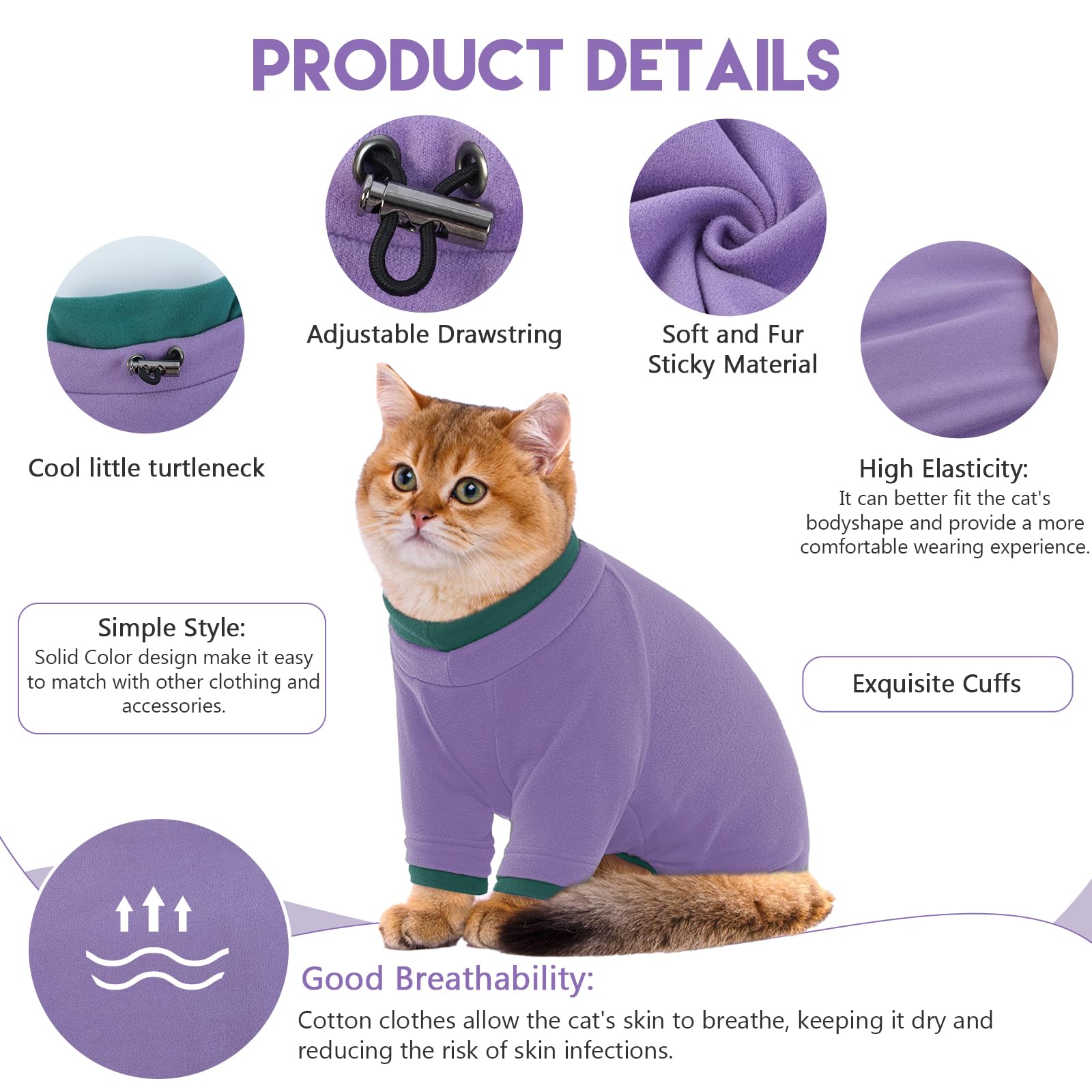 ADNIKIA cat surgery recovery suit full body view highlighting wound protection and gentle fit