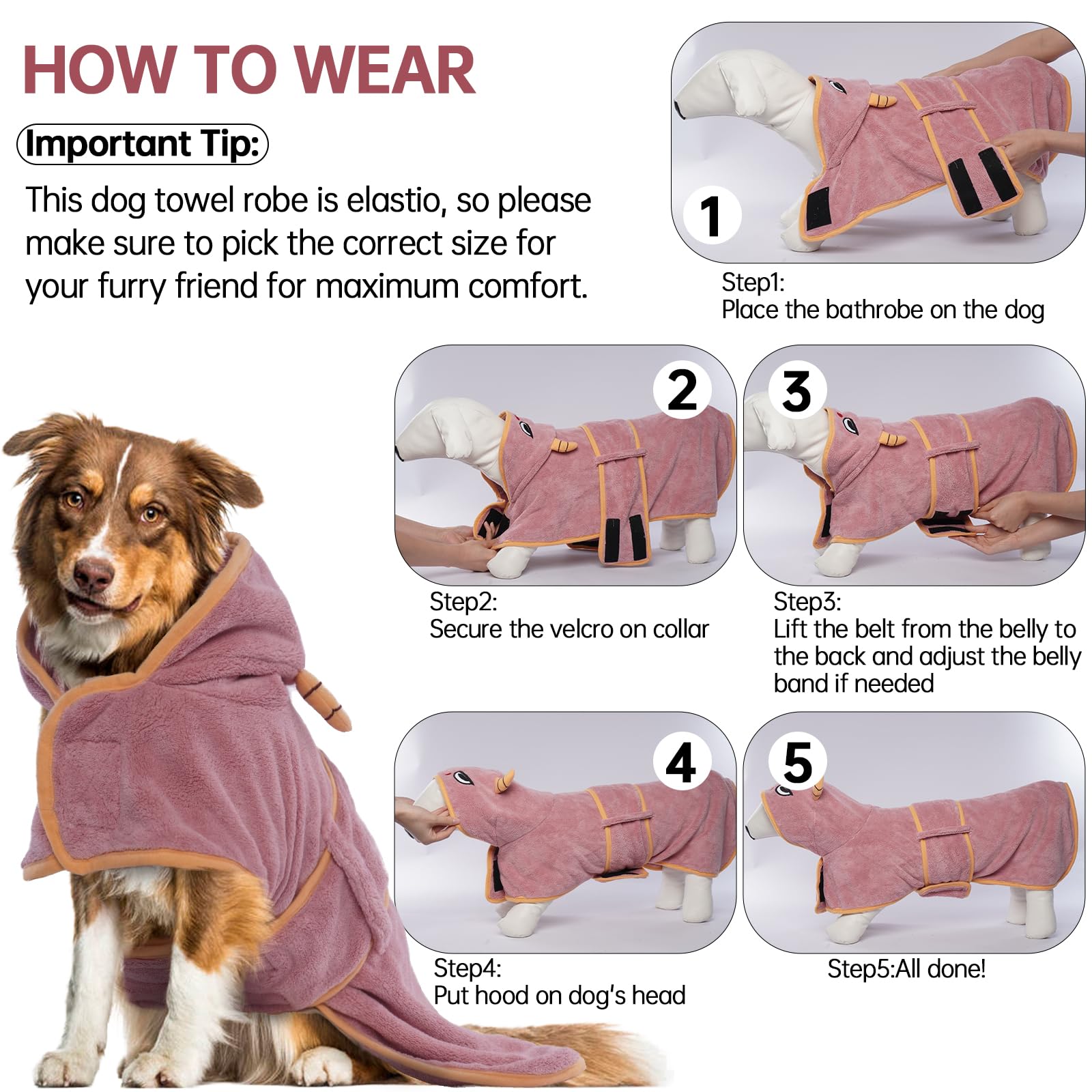 ADNIKIA dog-drying-coat color variations image suggests bright options for pets.