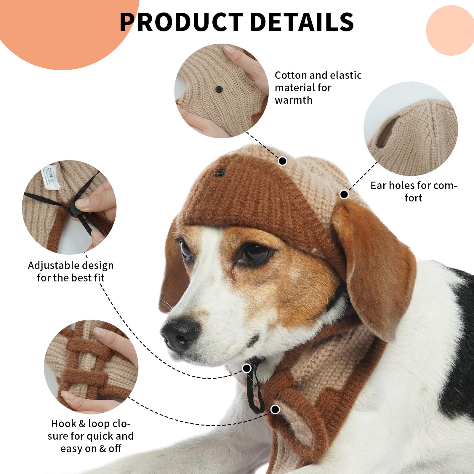 ADNIKIA dog pilot hat close-up showing adjustable chin strap for secure fit