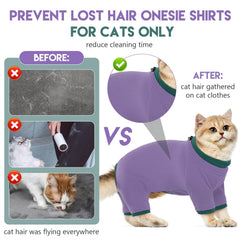 ADNIKIA sphynx warm-knit purple onesie on a cat to illustrate warmth and comfort