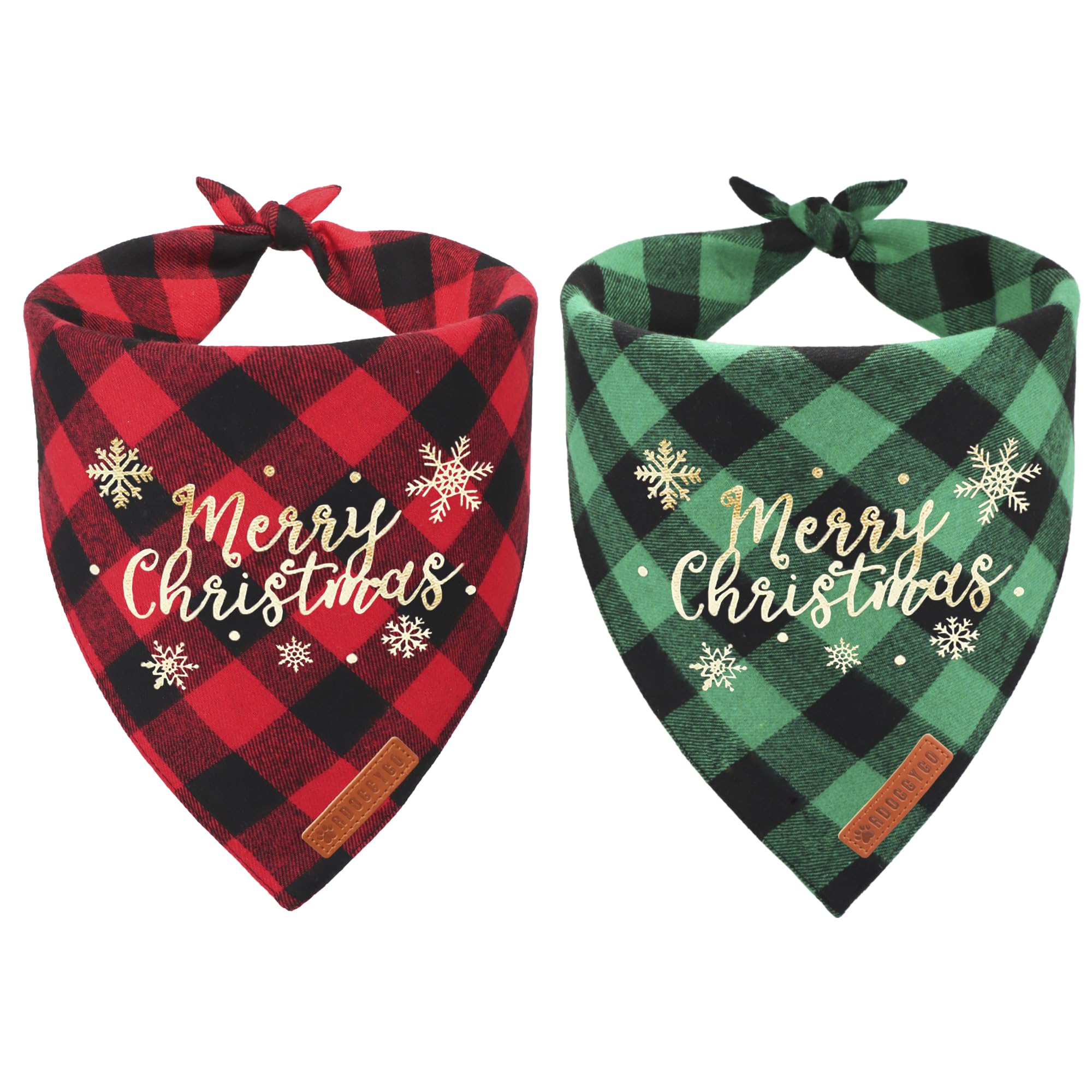 ADOGGYGO Christmas bandana plaid pattern for festive dog styling and holiday photos.