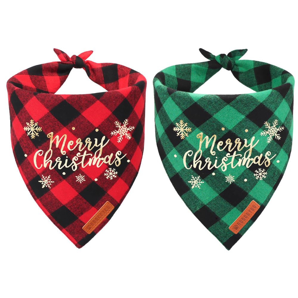 ADOGGYGO Christmas bandana plaid pattern for festive dog styling and holiday photos.