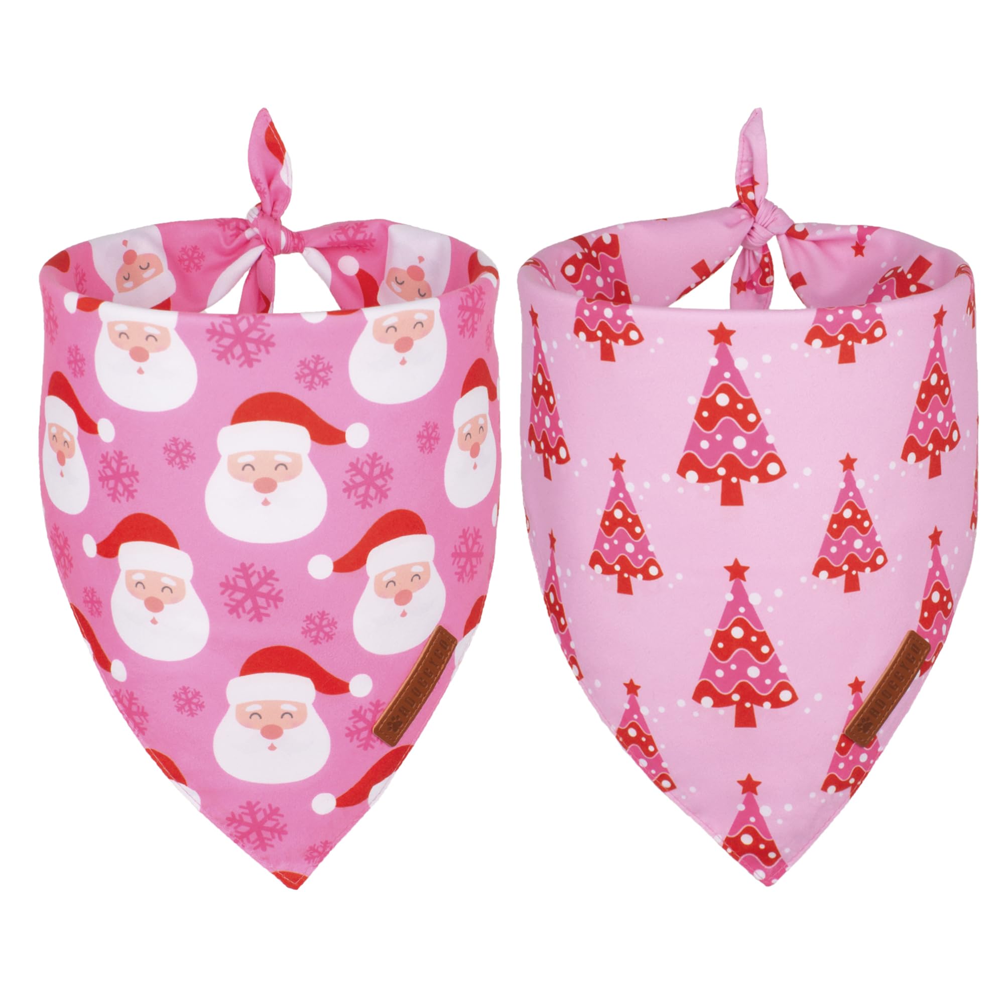 ADOGGYGO Christmas dog bandana pink Santa design adds festive charm to photos.
