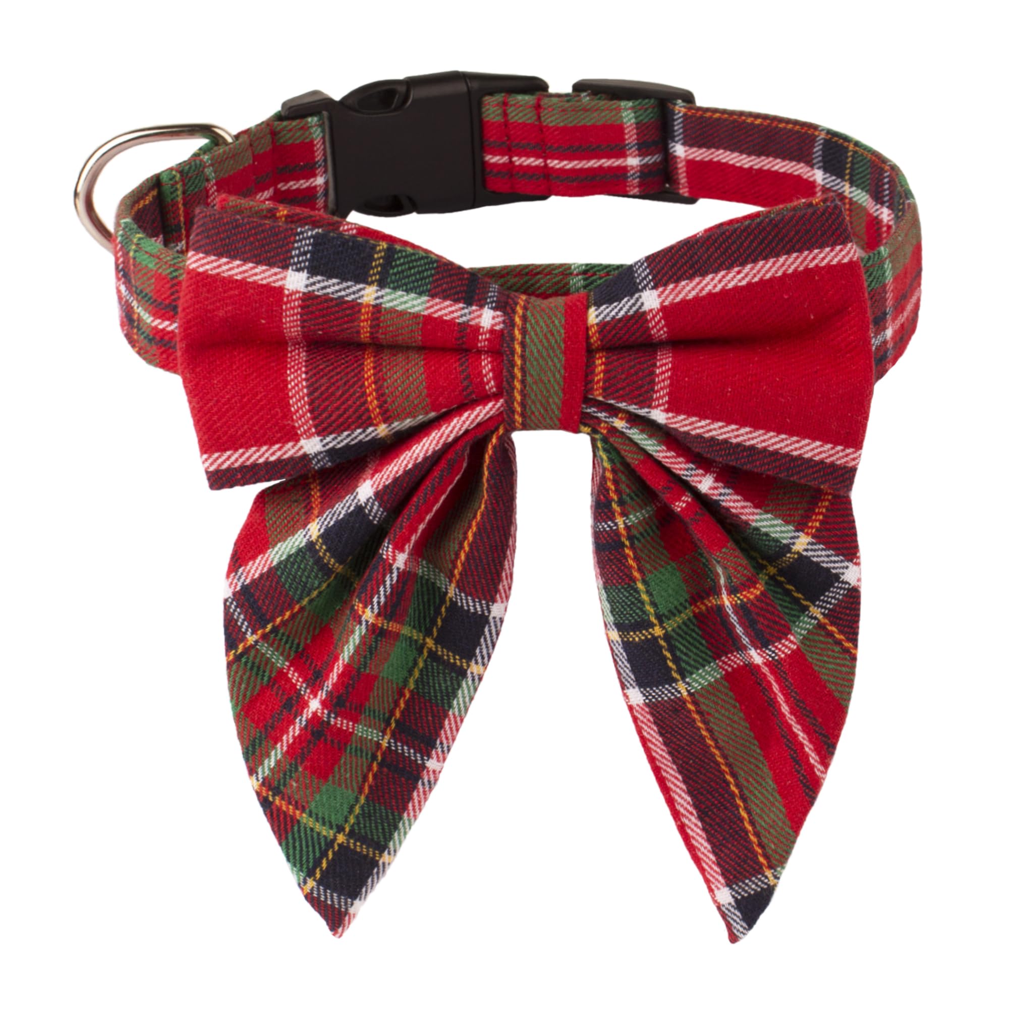 ADOGGYGO collar navideno con moño rojo-verde, ideal para fotos festivas.