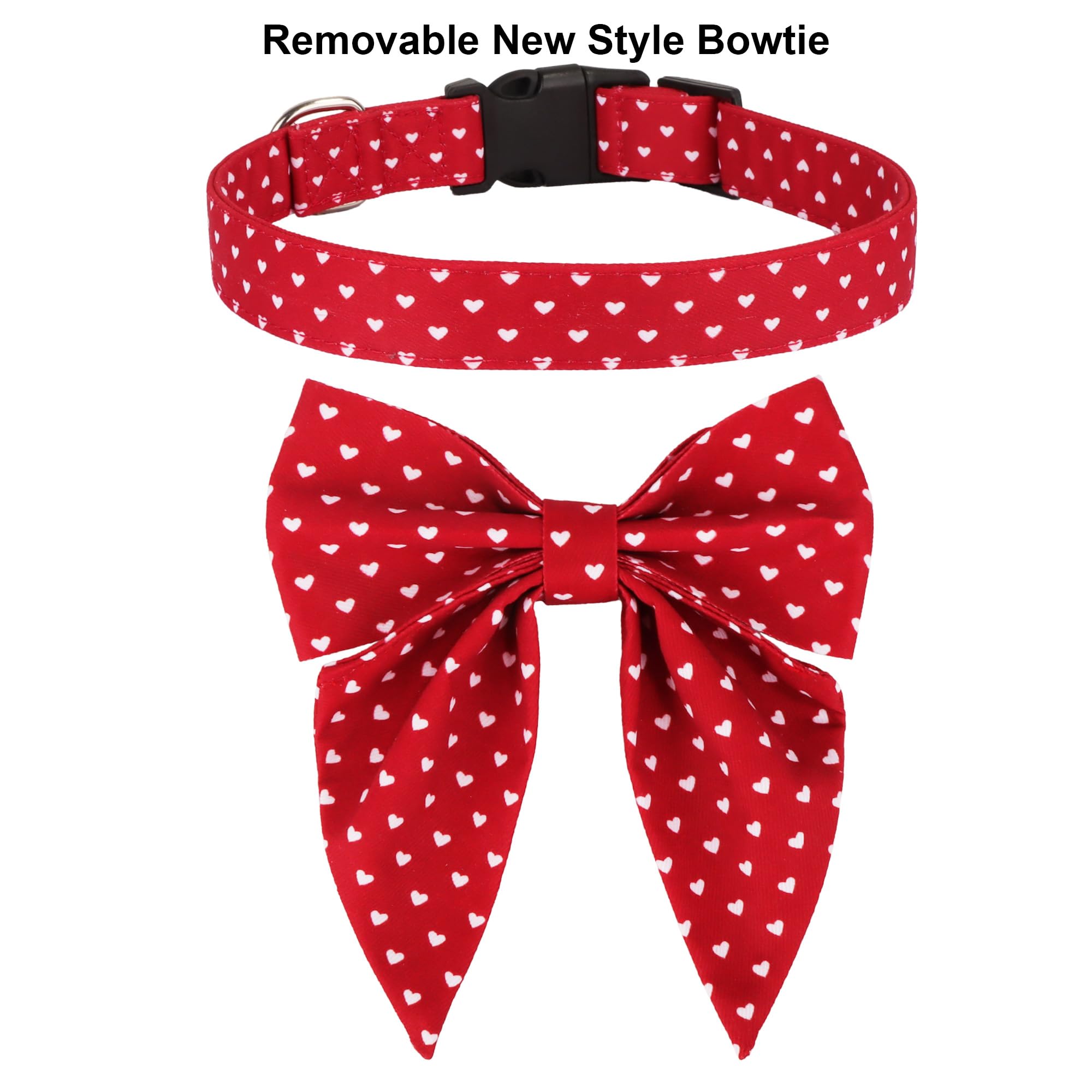 ADOGGYGO collar Valentín con lazo desmontable, versátil para look con o sin lazo