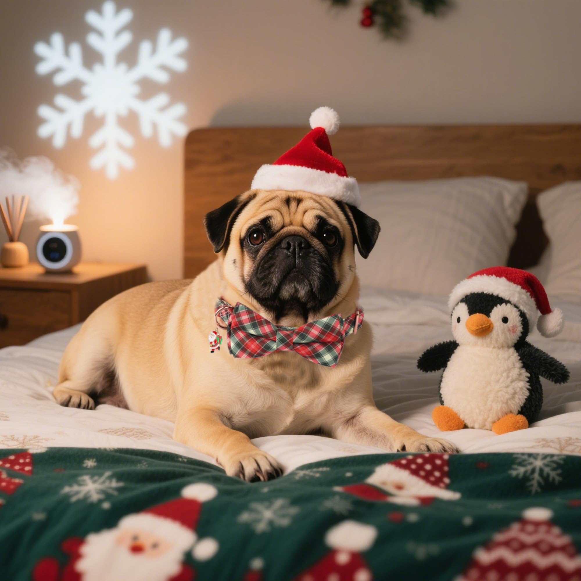 ADOGGYGO detachable bowtie closeup showing secure attachment for easy holiday styling.