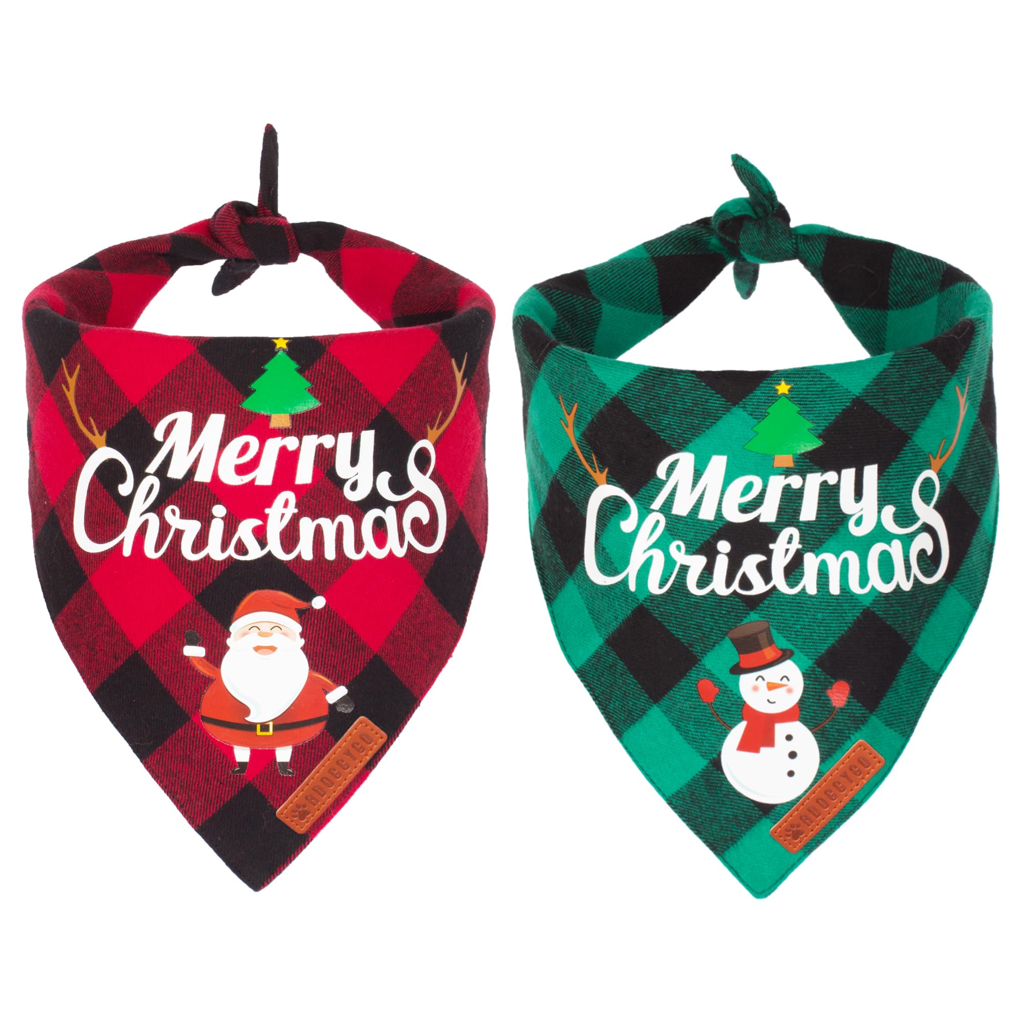 ADOGGYGO red plaid Merry Christmas bandana for festive photoshoots
