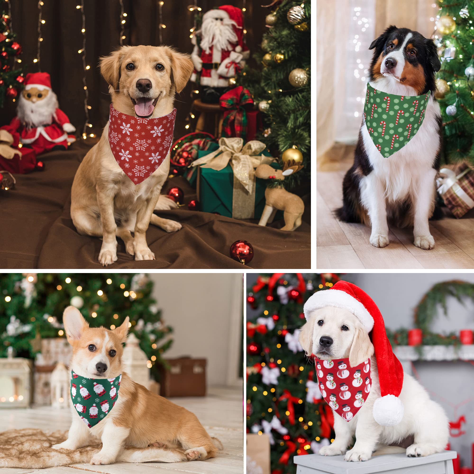 ADOGGYGO Santa-pattern dog bandana enhances holiday photos and events.