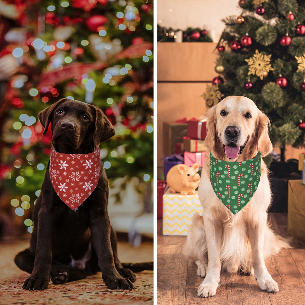 ADOGGYGO snowflake-pattern bandana adds cozy winter flair for walks.