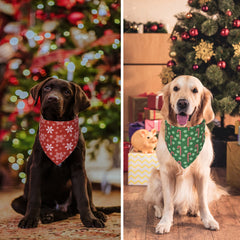 ADOGGYGO snowflake-pattern bandana adds cozy winter flair for walks.