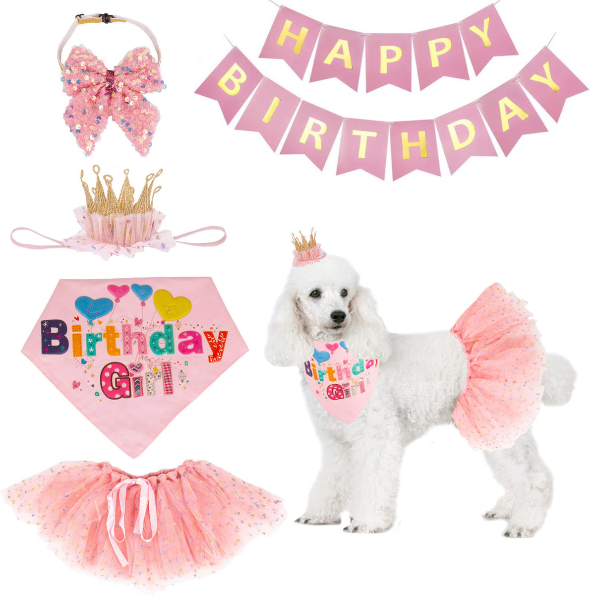 ADOGGYGO dog birthday hat lace crown for a party-ready look