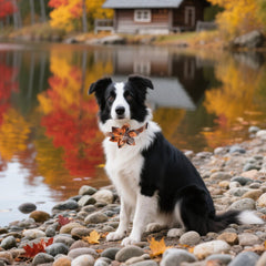 ADOGGYGO floral collar with elastic band detail for easy removal.