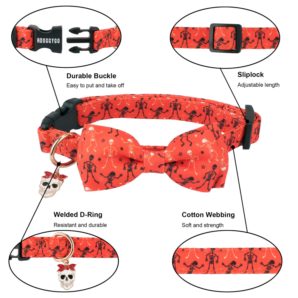 ADOGGYGO dual-collar set offers pumpkin and skeleton looks for versatile Halloween styling.