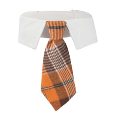 ADOGGYGO fall necktie on orange plaid tuxedo for medium dogs, ideal for holiday events.