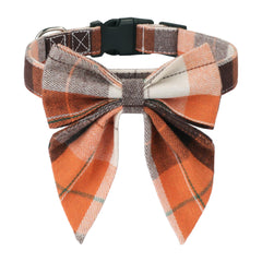 ADOGGYGO fall plaid dog collar with bow adds festive autumn style to daily walks