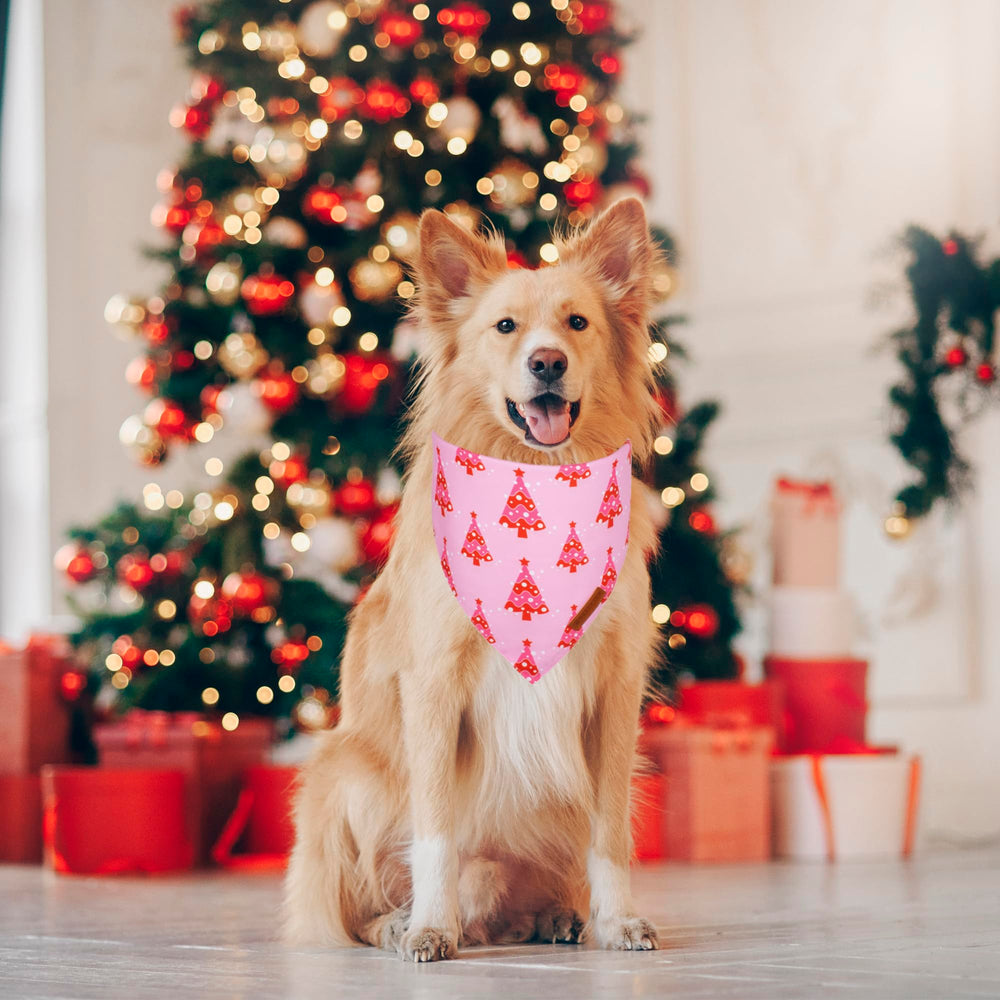 ADOGGYGO female dog bandana pink pattern complements cute outfits during winter events.