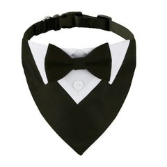 ADOGGYGO formal dog tuxedo with black bowtie on a small dog for wedding attire