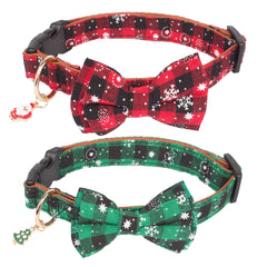 ADOGGYGO red plaid Christmas collar for stylish holiday photos