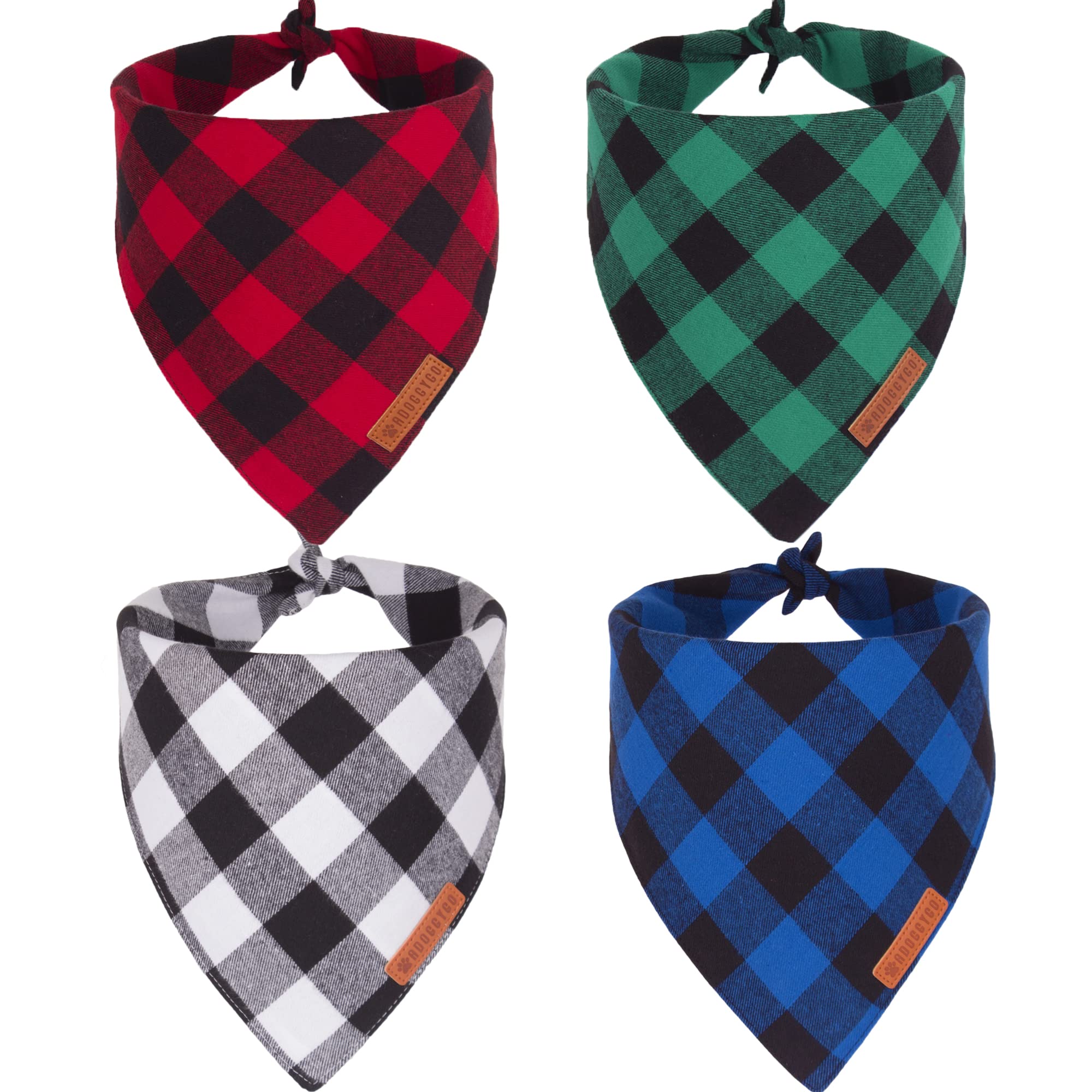 ADOGGYGO red plaid dog bandana adds festive holiday style