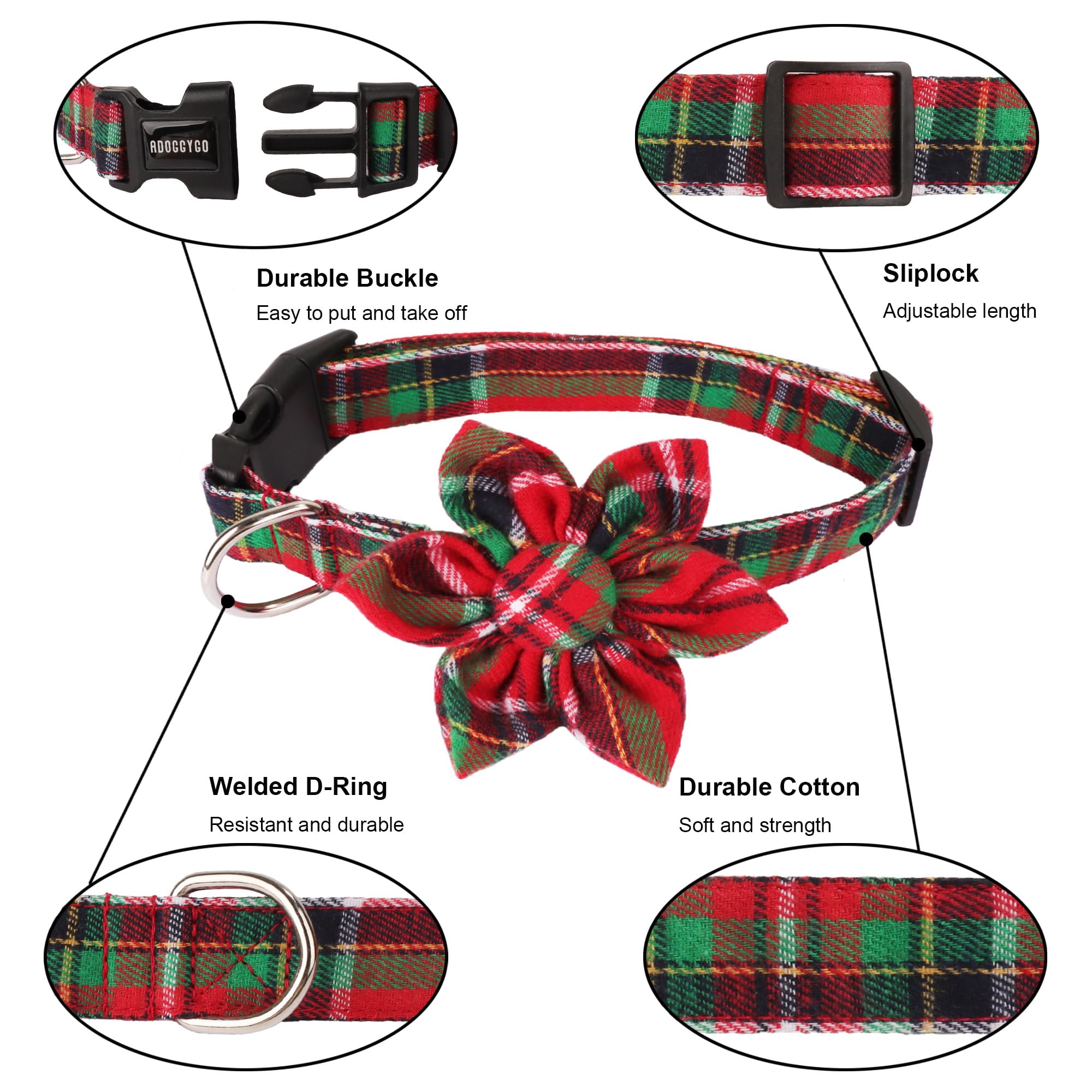 ADOGGYGO stainless steel D-ring and safety buckle for tags and leashes