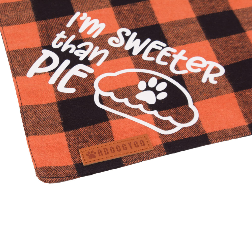 ADOGGYGO orange plaid bandana presented as a thoughtful fall gift for pets.
