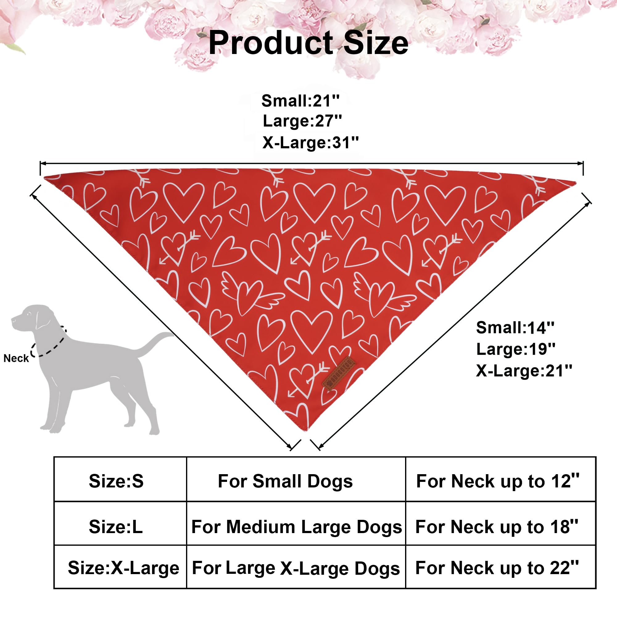 ADOGGYGO red heart bandana with durable double-layer fabric