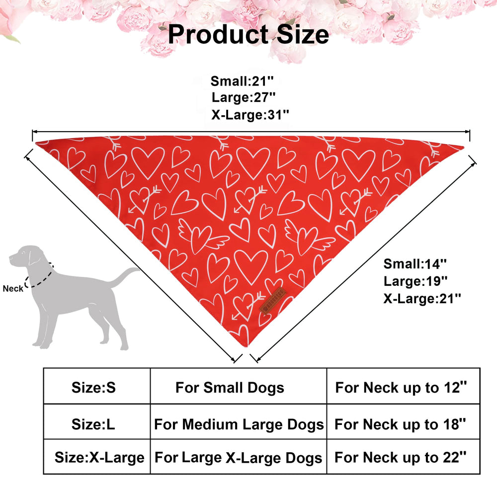 ADOGGYGO red heart bandana with durable double-layer fabric