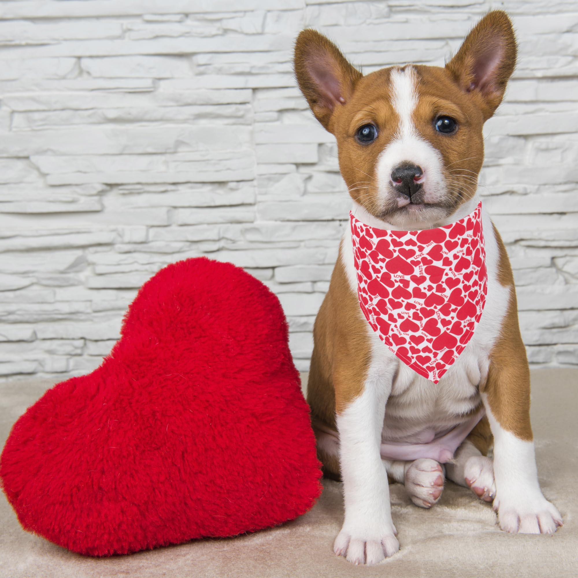 ADOGGYGO Valentine bandana, soft polyester material for everyday comfort.