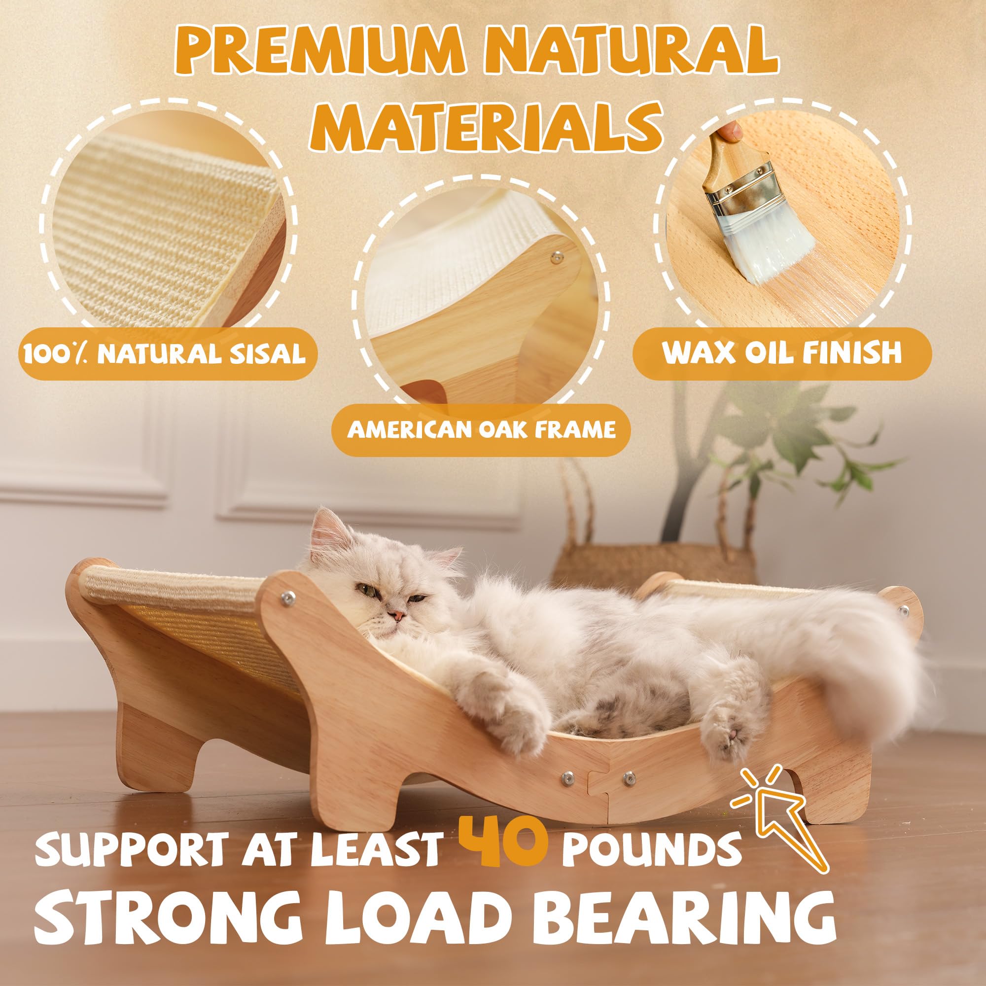 Adolug oak frame cat furniture offers sturdy support with modern design.