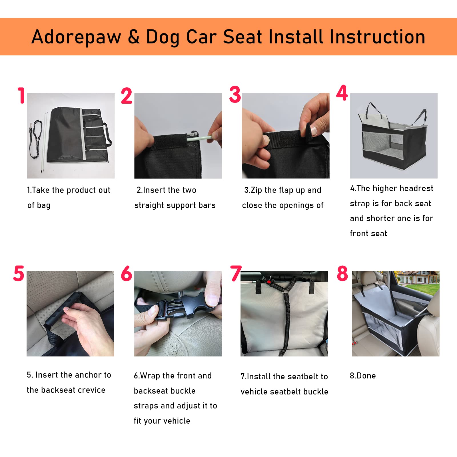 Adorepaw dog car seat grey design blends with interior