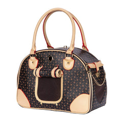 Adriene's Choice luxury pet carrier front view shows stylish travel-ready design