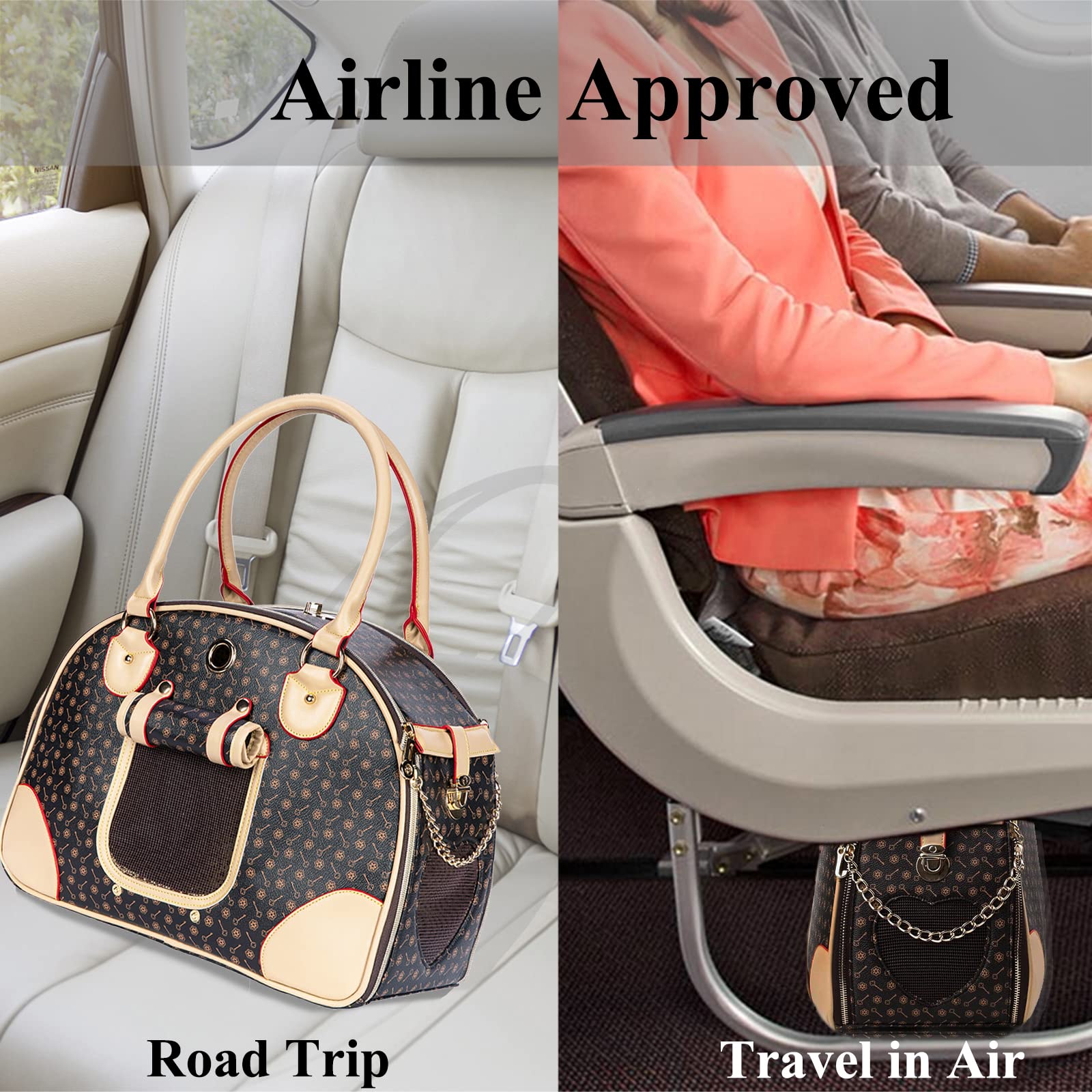 Adriene's Choice luxury pet carrier fixed leash inside keeps pets secure during transit