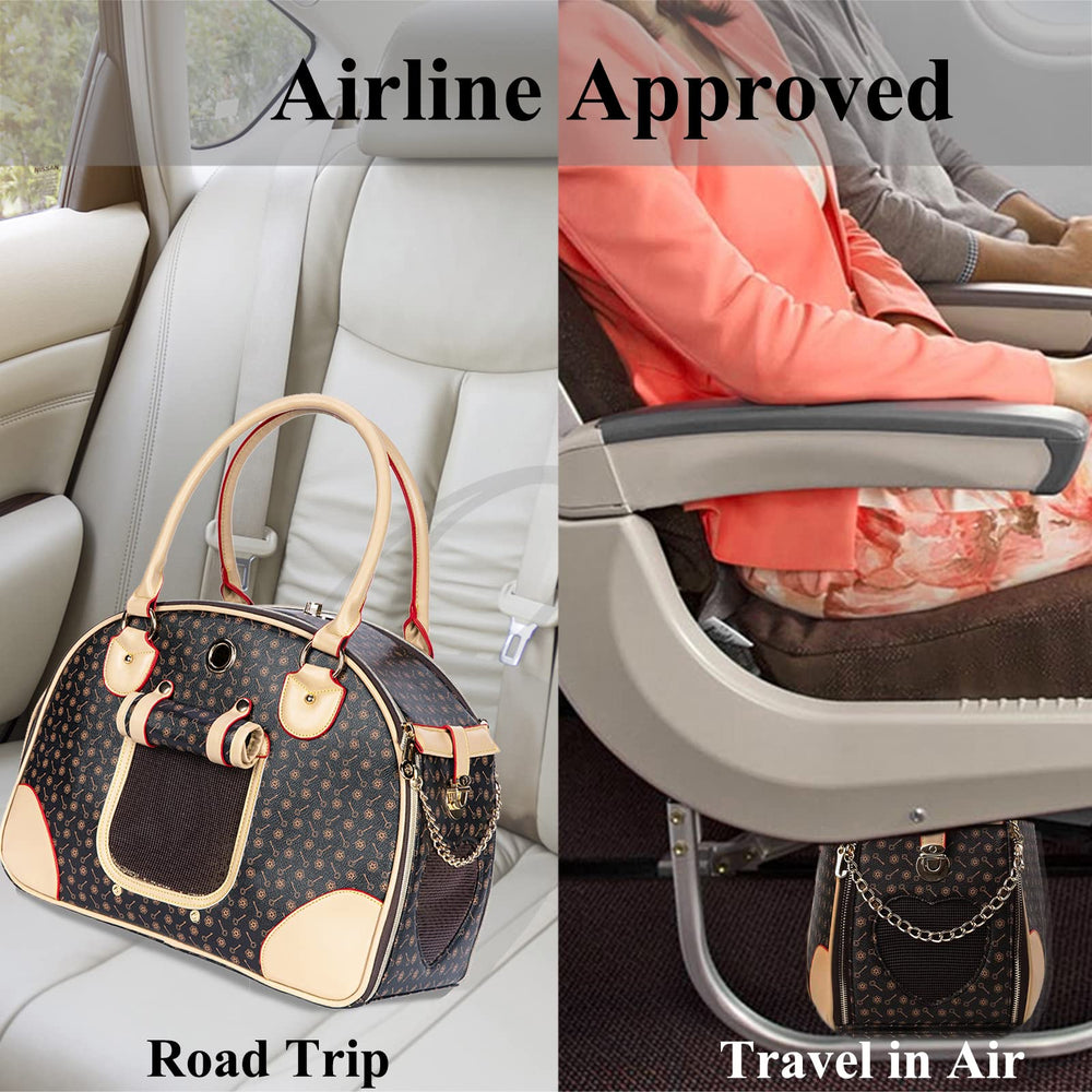 Adriene's Choice luxury pet carrier fixed leash inside keeps pets secure during transit