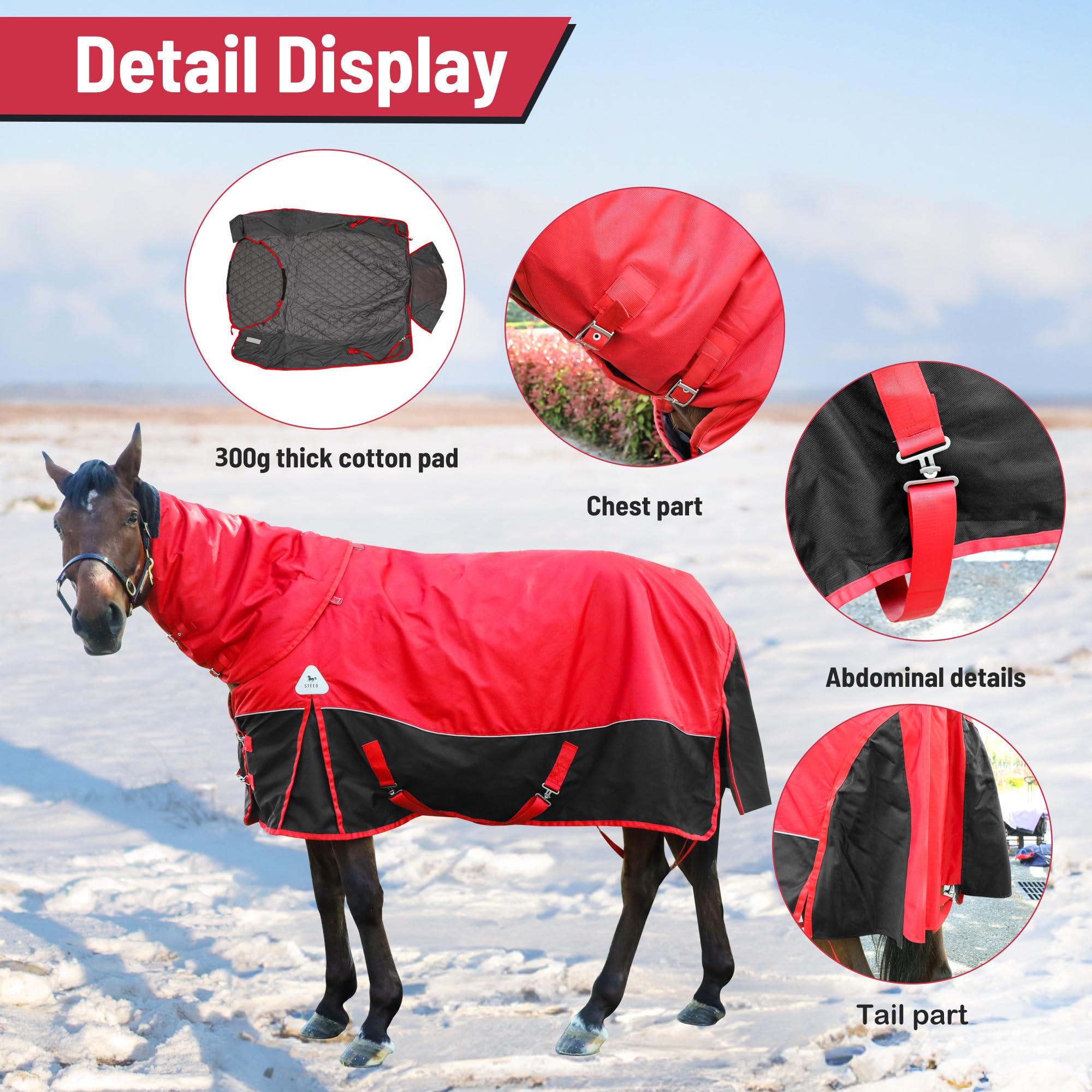 Adsuan horse blanket 1600D ripstop fabric provides durable protection during turnout