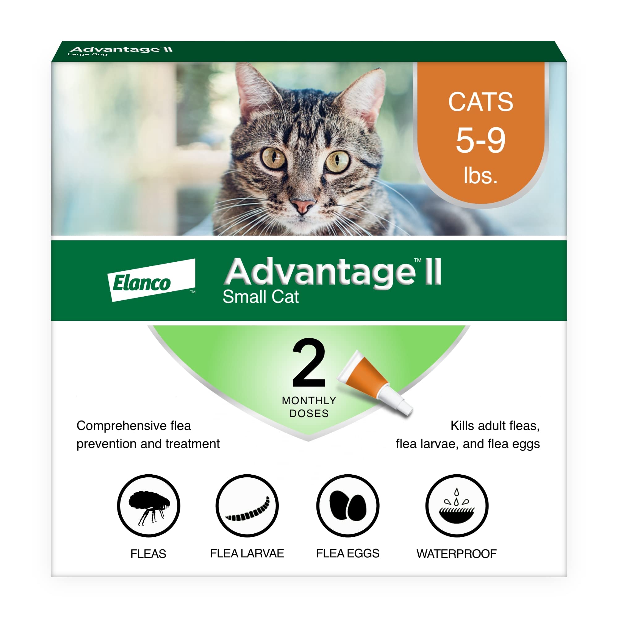 Advantage II Small Cat tube-neck application for quick spot-on flea protection.