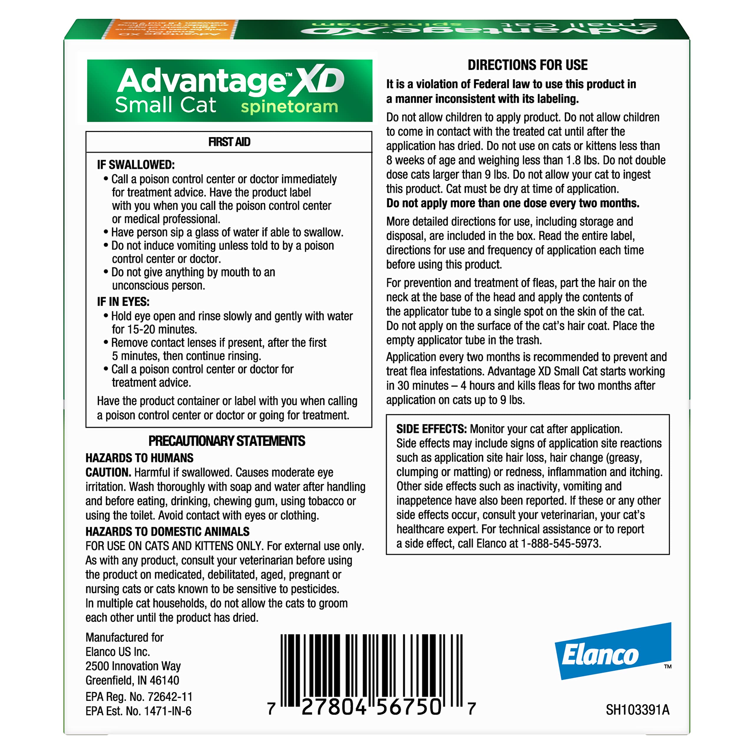 Advantage XD spot-on application at the neck enables easy, precise dosing.