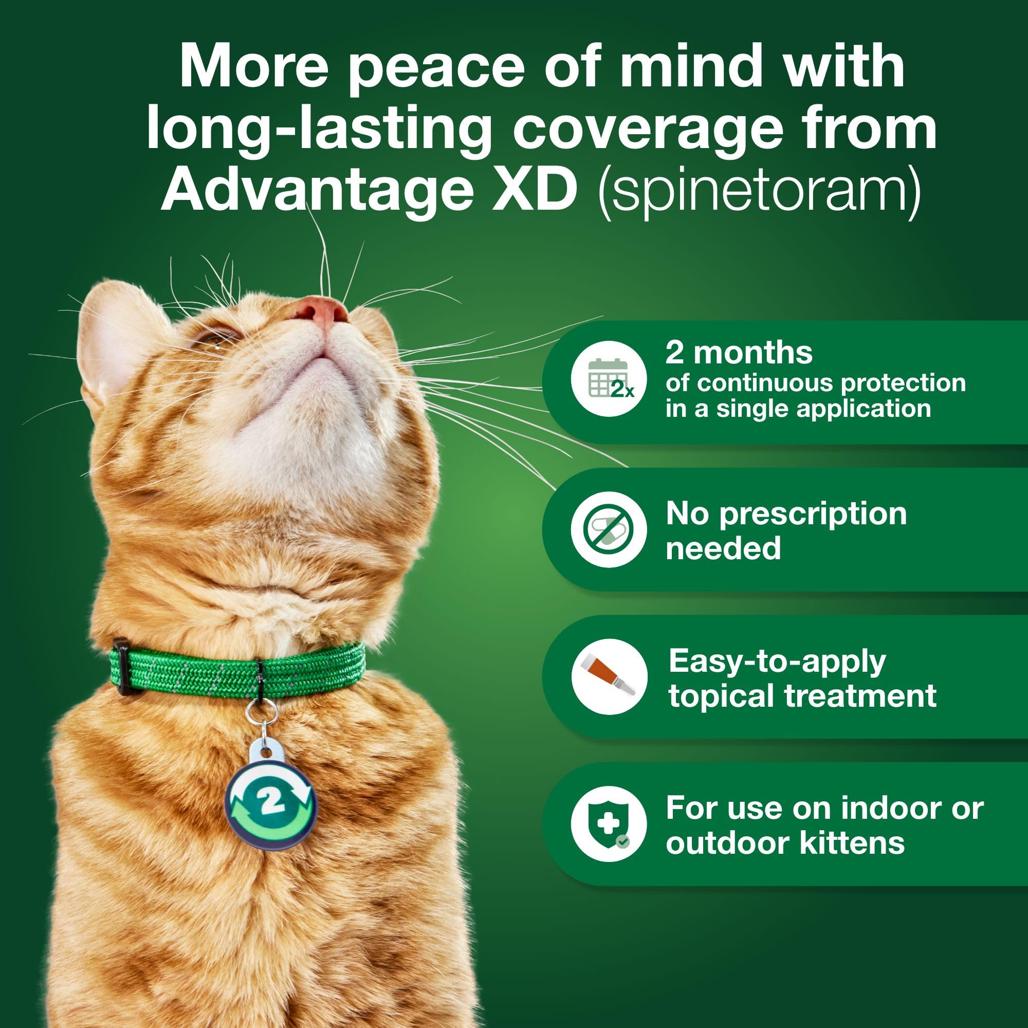 Advantage XD fast-acting flea treatment starts within 30 minutes.
