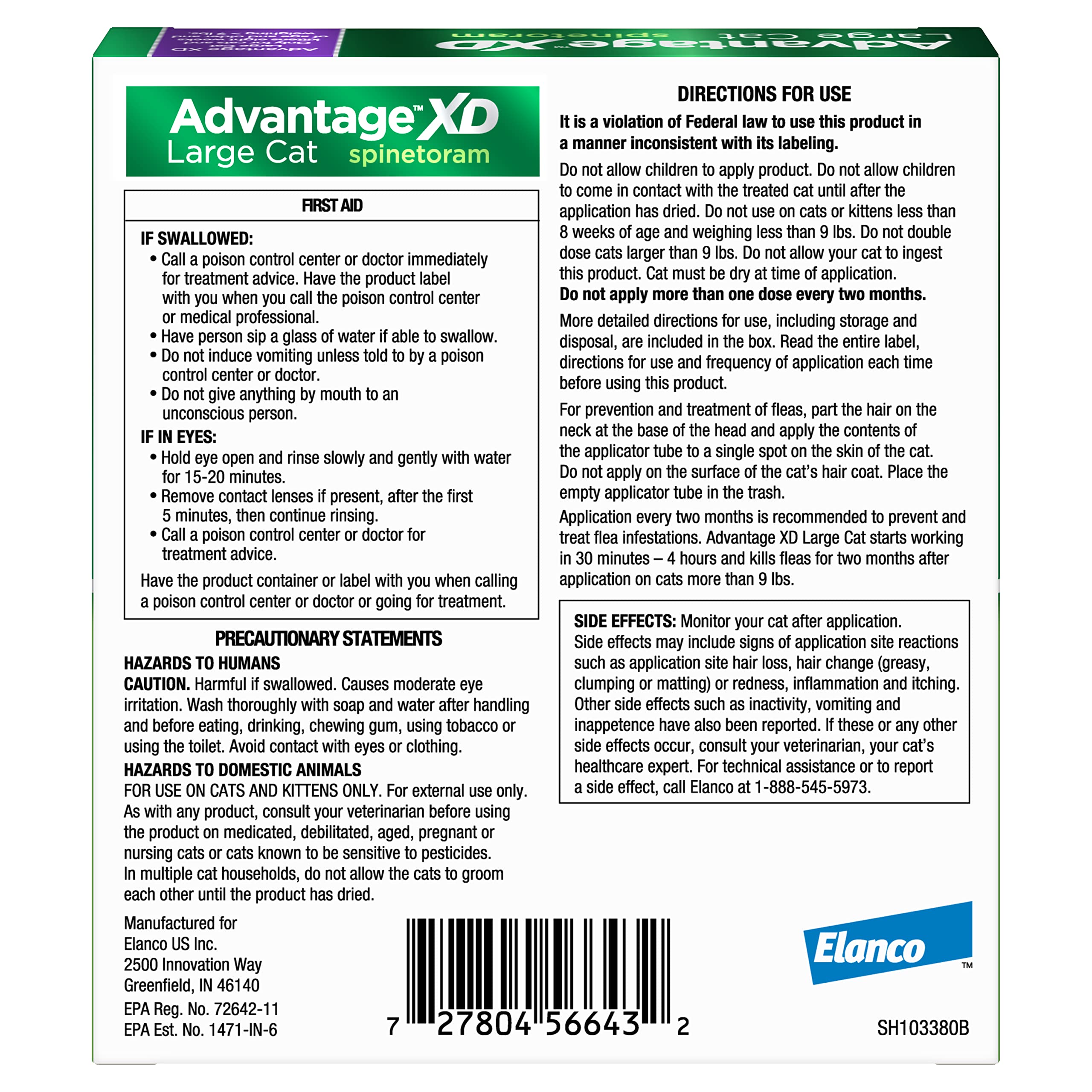 Advantage XD tube-neck application demonstrates simple spot-on use on a cat neck.