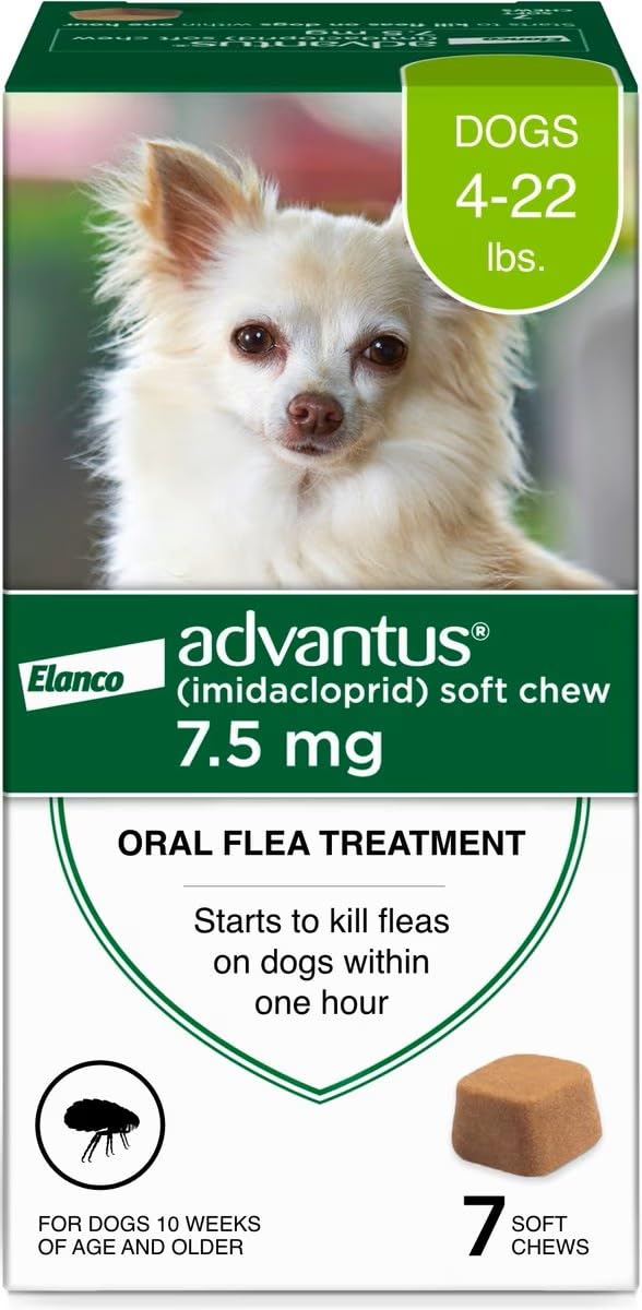 Advantus fast-acting chews in hand show quick flea relief option for dogs.
