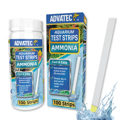 Advatec ammonia test strip bottle shown for quick, routine ammonia checks.