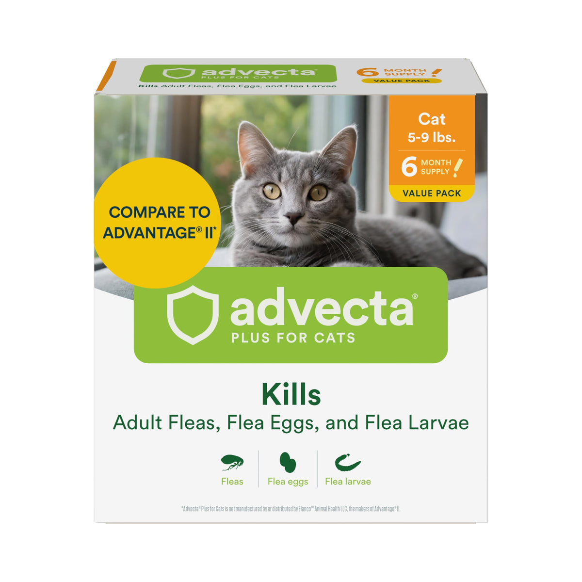Advecta Plus bottle applying drops on cat skin for fast flea control