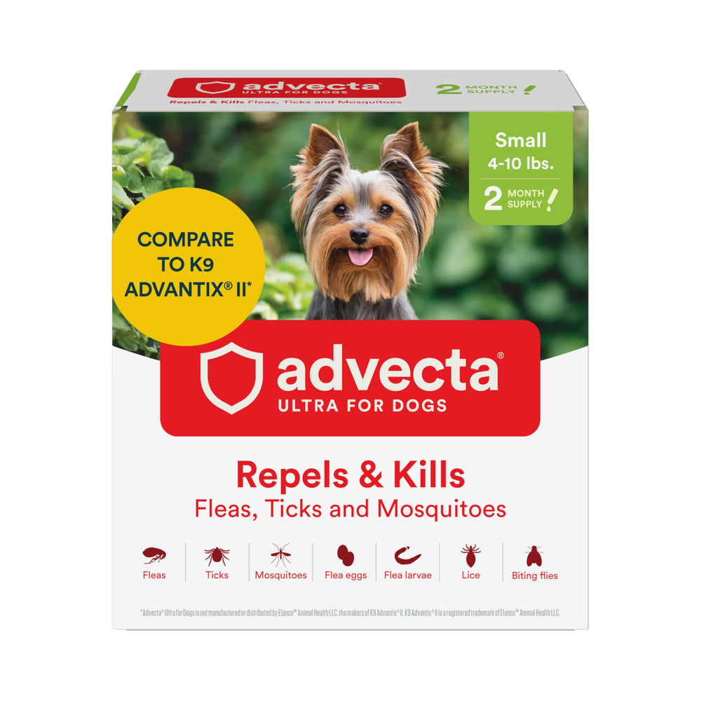 Advecta Ultra small-dog-application shows quick, comfortable topical drop for on-the-go protection.