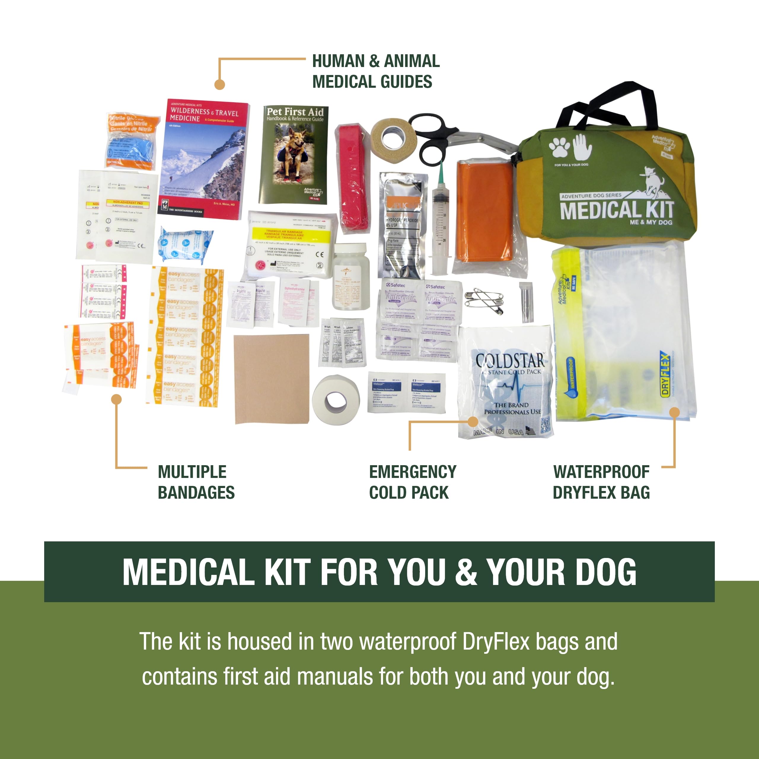 Adventure Medical Kits Me & My Dog Medical Kit cold pack helps soothe bumps on trail.