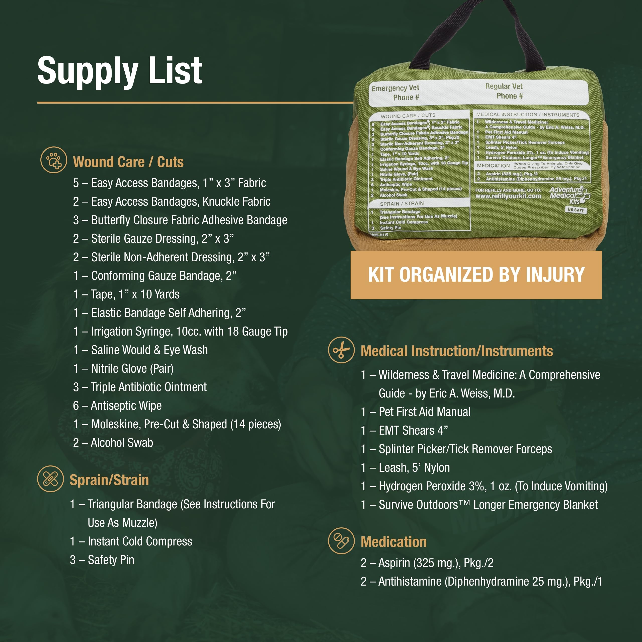 Adventure Medical Kits Me & My Dog Medical Kit splinter picker aids safe debris removal.