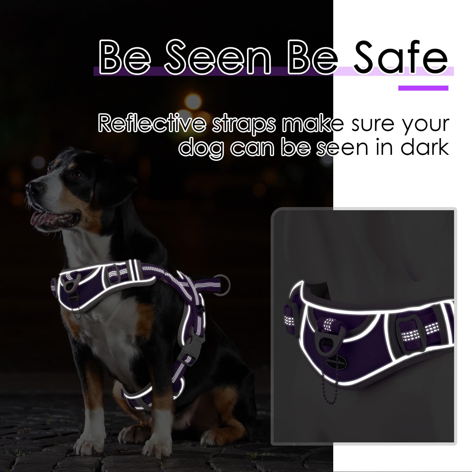 AdventureMore XXL dog harness escape-proof fit keeps dogs secure on adventures.